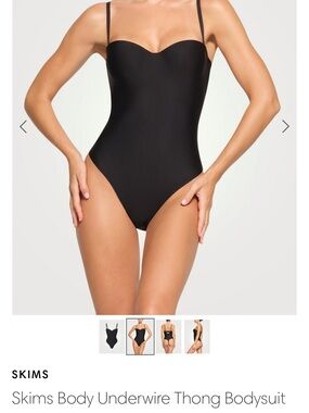 SKIMS Black Underwire Thong One-Piece Swim